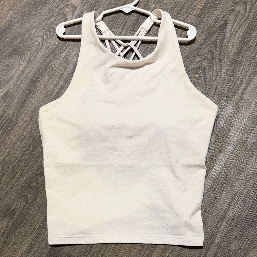 Fabletics White Criss-Cross Tank Top